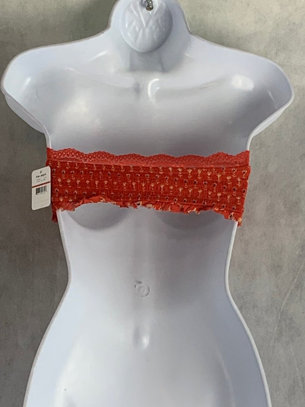 Free People Women's Cabana Printed Lace-Trim Bandeau Bralette, Fiesta Red, XS - Picture 4 of 6